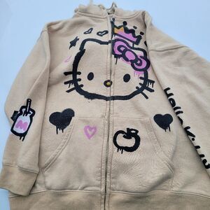Hello Kitty Forever 21 Colab Yellow Crème Hooded Full Zip Womens